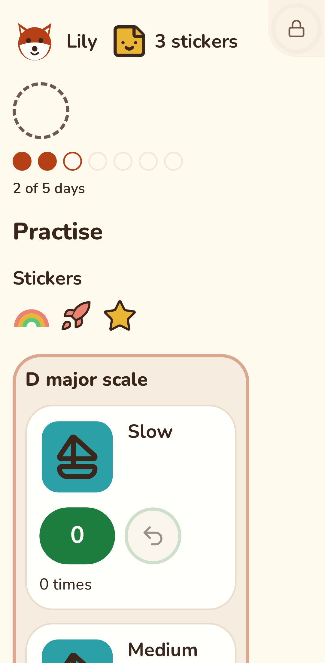 Kid mode's checklist of today's tasks