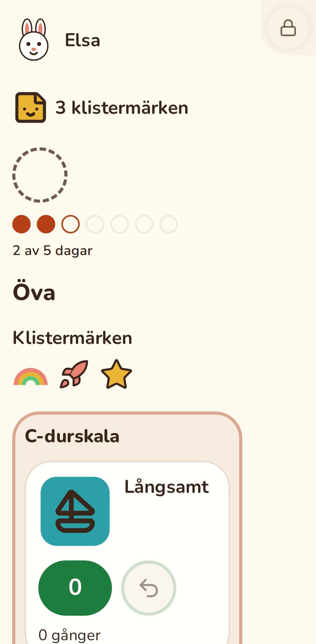 Barnlägets lista över dagens uppgifter